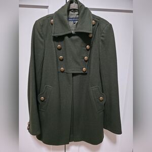 French Connection Women's Olive Wool Coat